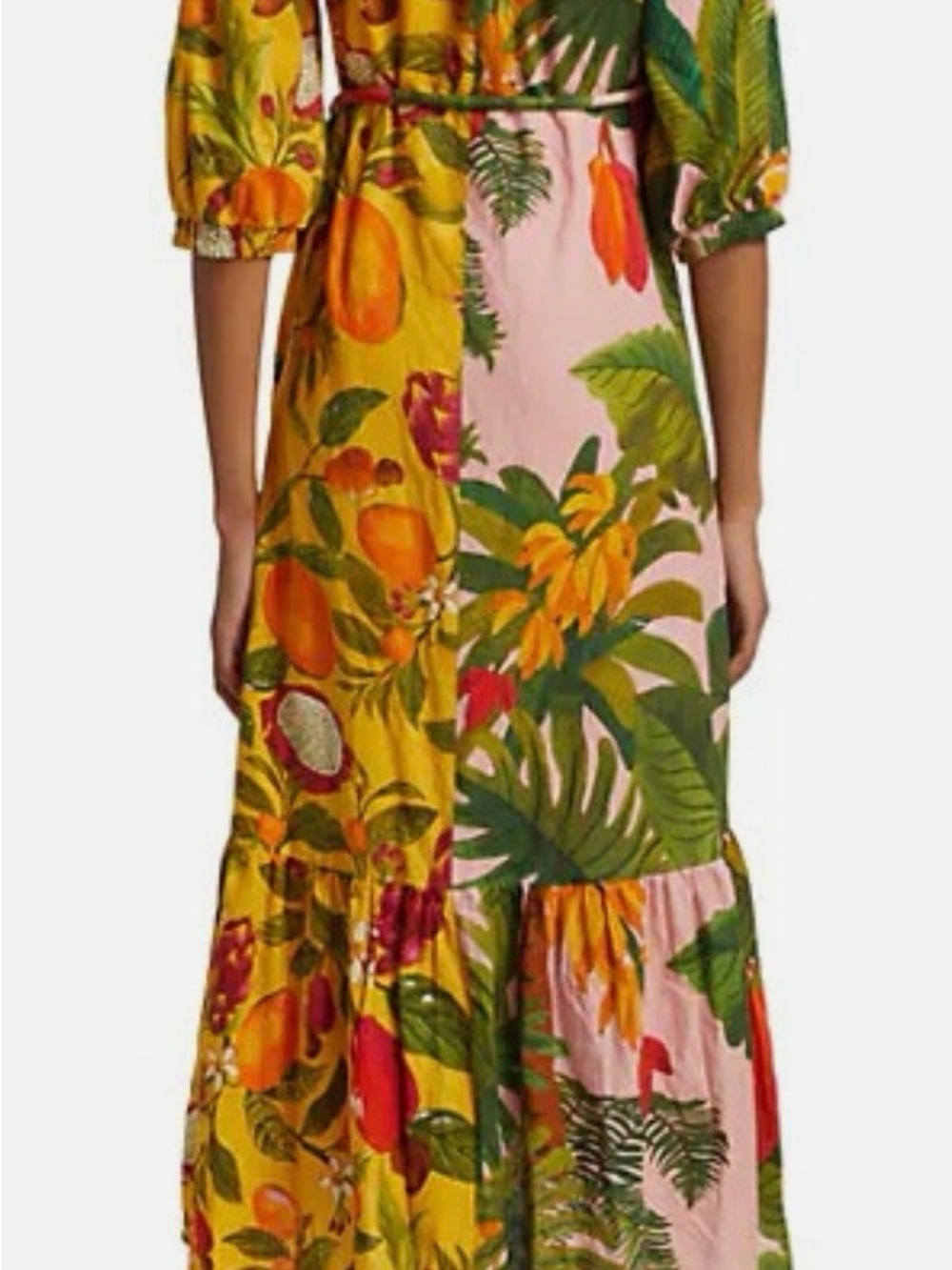 FARM Rio Yellow, Pink & Green Tropical Fruit Wrap Maxi Dress 🥭 - Picture 14 of 16
